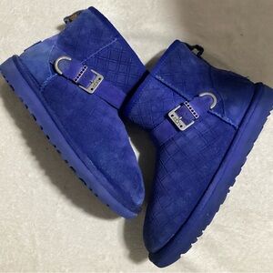 UGG Plush Shearling Ankle Boots in Deep Blue
